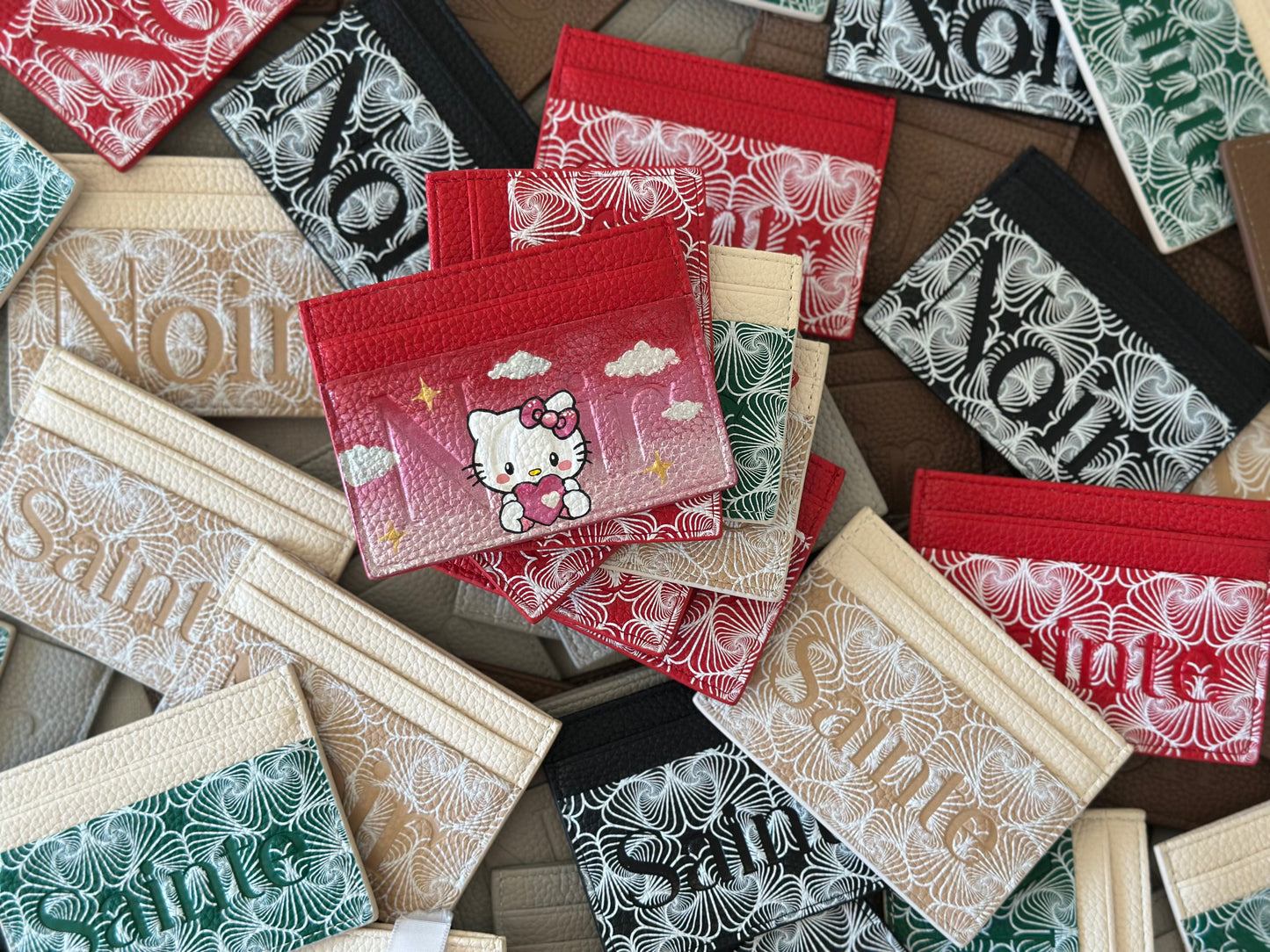 Hello Kitty Hand-painted Gradient Red + Pink Cardholder