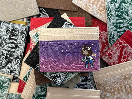 Kanye West Graduation Bear Hand-painted Gradient Purple + Sand Cardholder